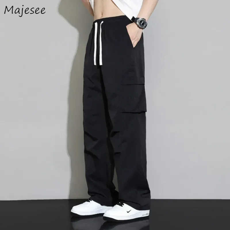 Cargo Pants for Men Loose Simple Multi-pockets Joggers Breathable Handsome Casual High Street Chic All-match Soft Korean Fashion