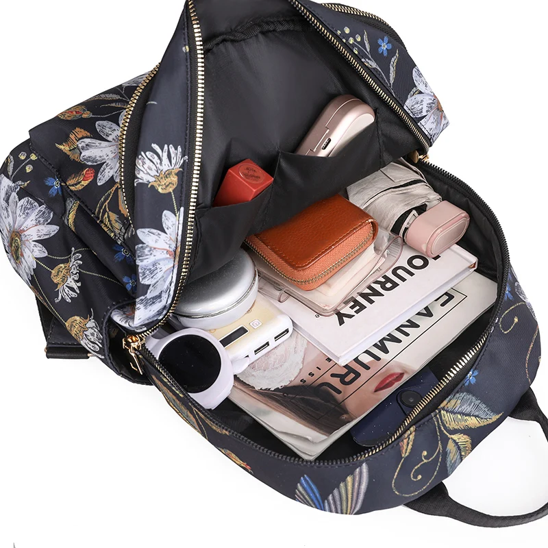 2024 Fashionable Printed Design Backpack With High Quality Nylon Large Capacity Backpacks Luxury Women\'s Brand Travel Bag Sac