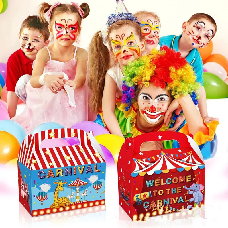4/24pcs Zirkus Karneval Tiere Süßigkeiten Box Geschenkt üte Junge Kinder Baby party Geburtstag Hochzeits feier liefert Geschenk box Dekoration – Detail 3