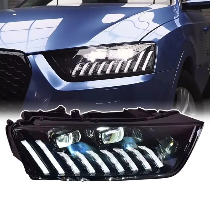 For Audi Q3 Headlights 2013 2014 2015 2016 2017 2018 Improved LED Lens Driving Lights Running Dynamic Turn Signal Lights