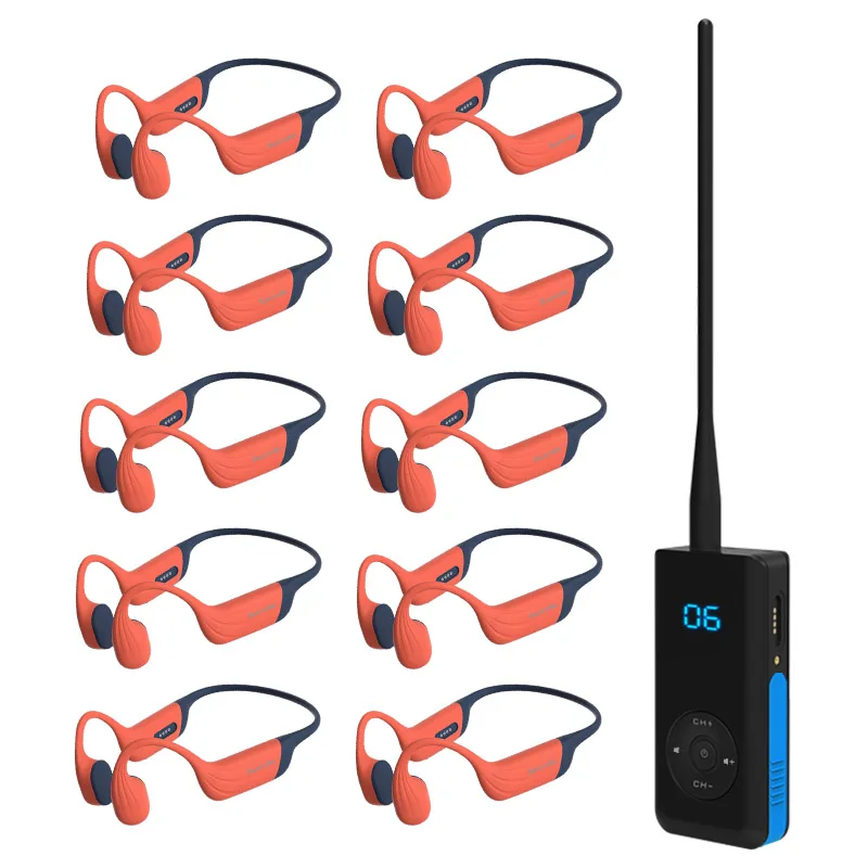 موصل مدرب السباحة تحت الماء - سماعة توصيل العظام IP68 وميكروفون محمول للمدرب مع تشغيل MP3 سعة 32 جيجابايت