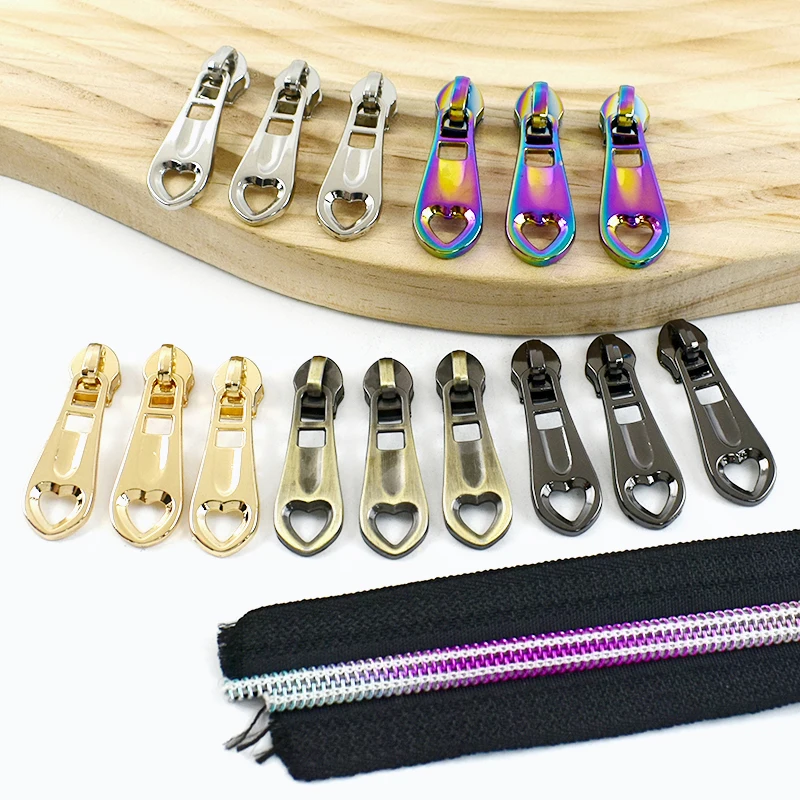 10Pcs 3#5# Zip Puller Nylon Zippers Coil Bag Garment Decor Zips Slider Luggage Zipper Head Replacement Repair Sewing Accessories