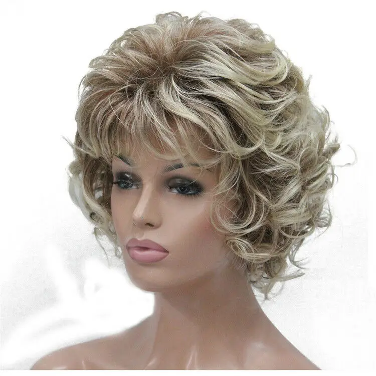 

New Brown Curly Lady Ladies Short Wigs