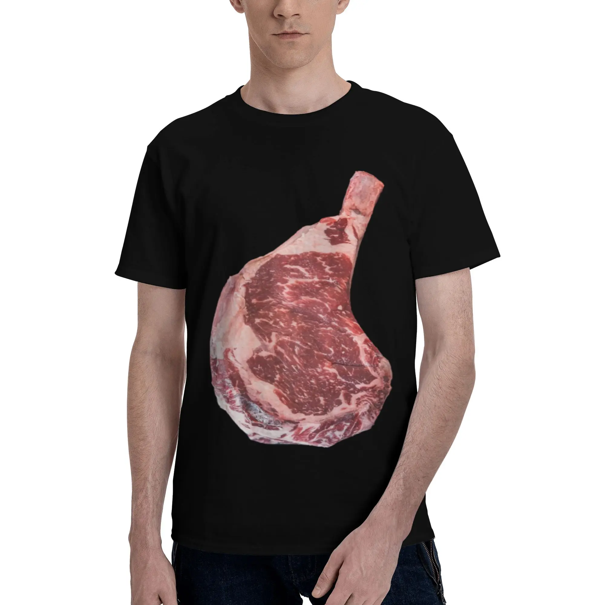 Raw Cowboy Steak Men T Shirt  Hipster Tee Shirt Short Sleeve Round Neck Pure Cotton New Arrival Clothing T-Shirt