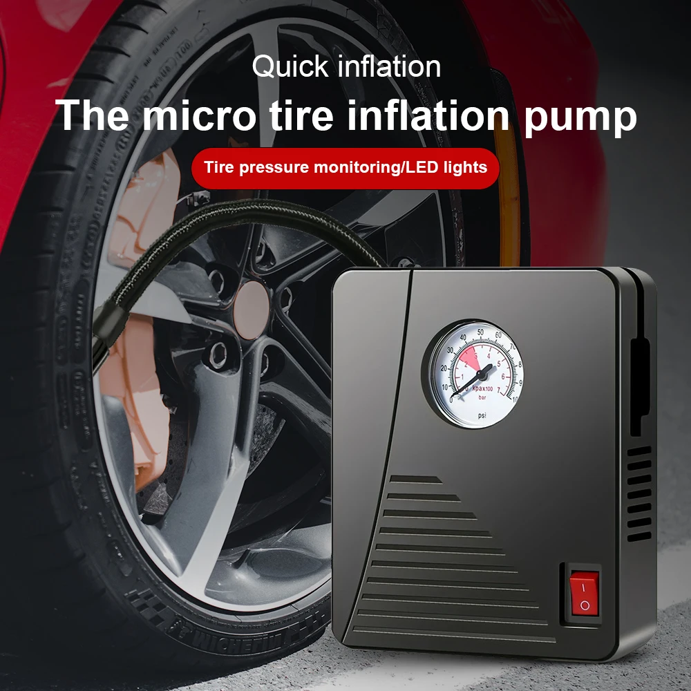 Portable Car Air Pump Tire Inflator Air Compressor 12V 100PSI 35L/Min Mini Air Compressor For Car Motorcycles Bicycle Ball