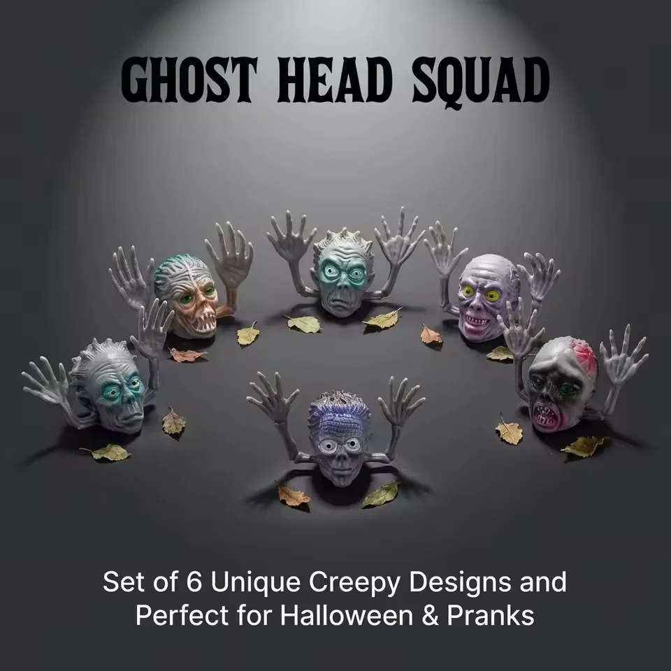

12pc Horror Story Ghost Head Finger Cover Mini Ghost Zombie Telling Story Puppets Hand Toys Halloween Interactive Party Kid Gift