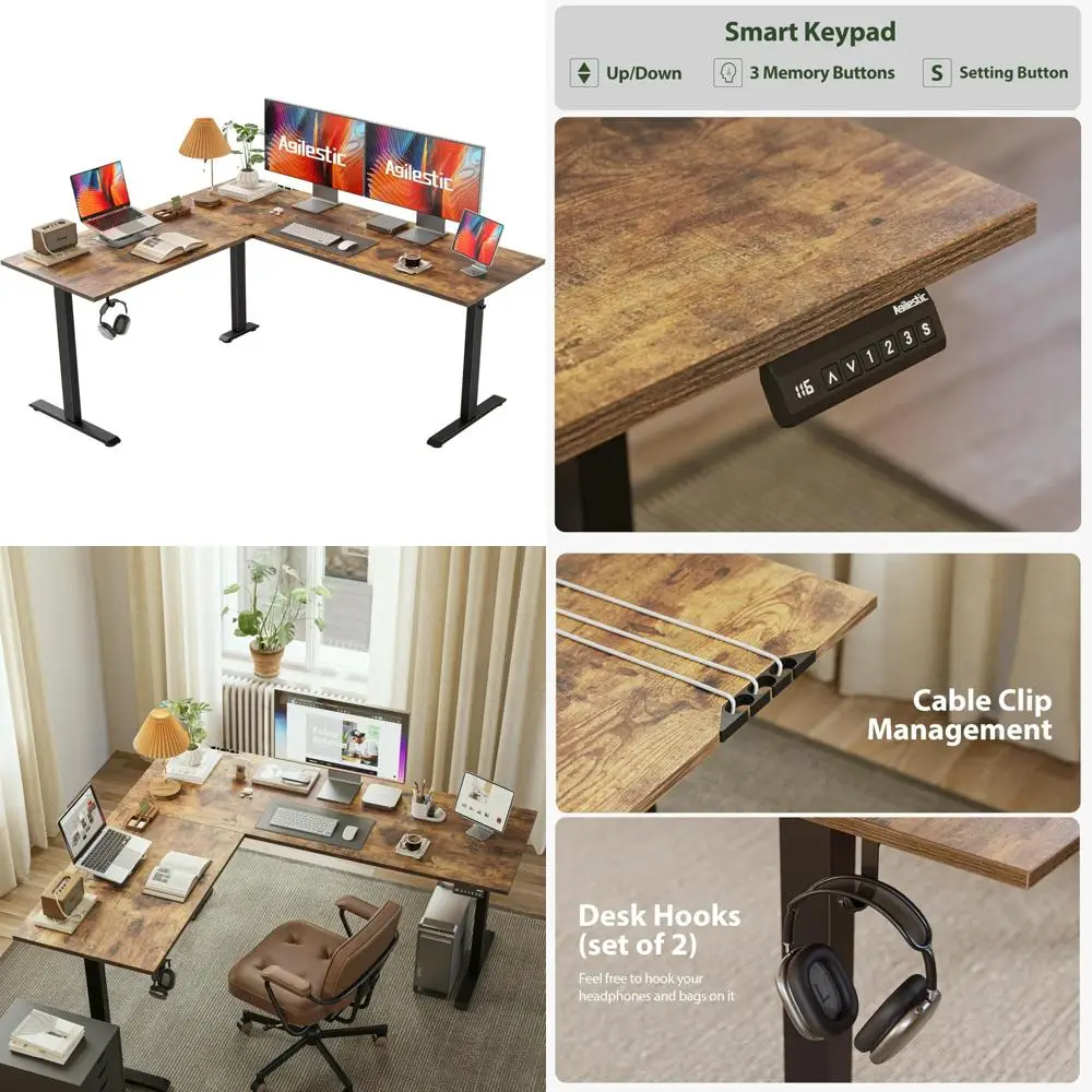 

Electric Corner Desk 63 x 55 Adjustable Height, L-Shaped Sit-Stand Computer Table