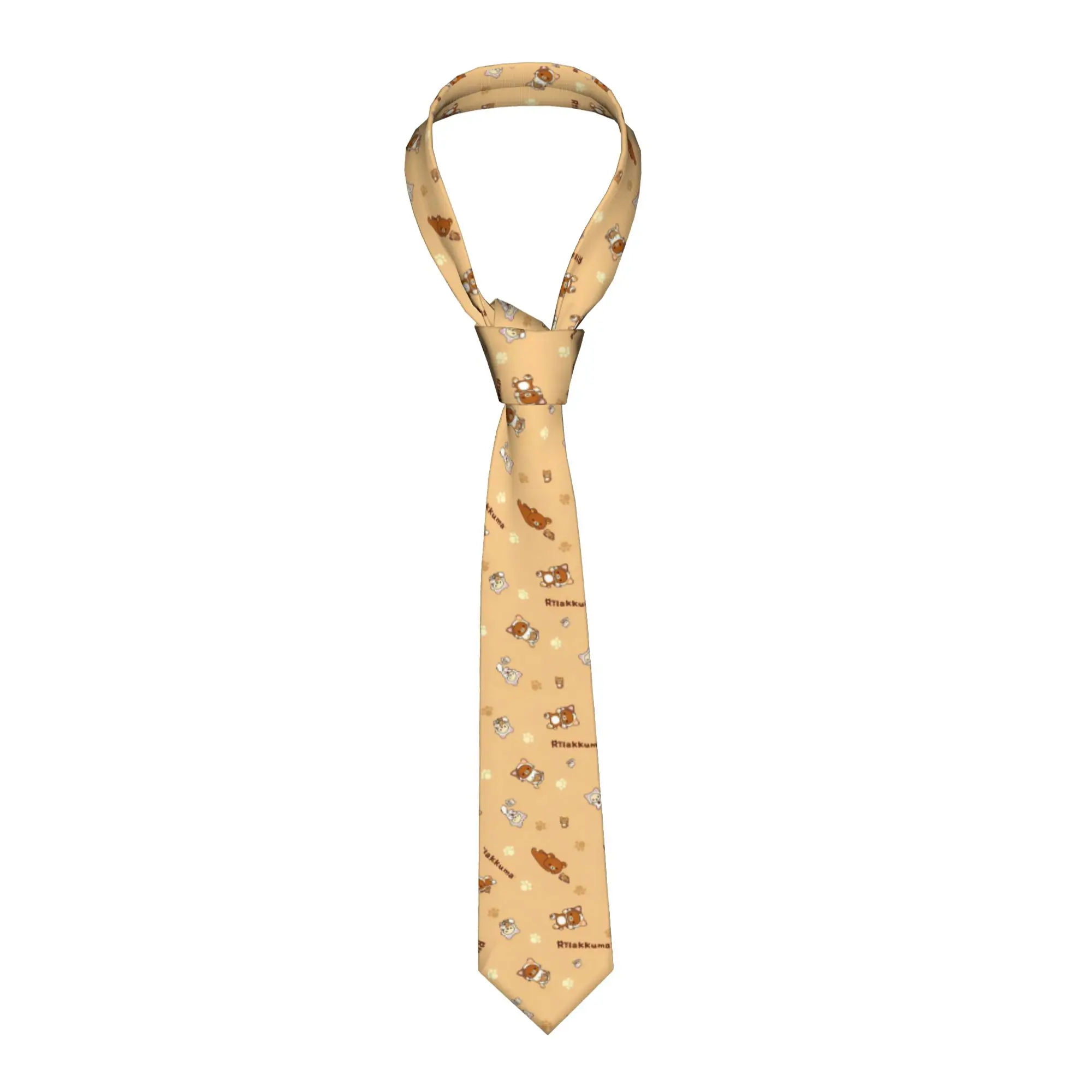 Cute Rilakkumas Neckties Men Polyester 8 cm Slim  Narrow Neck Ties Funny Bear Cat for Mens Accessories Cravat Wedding Gift