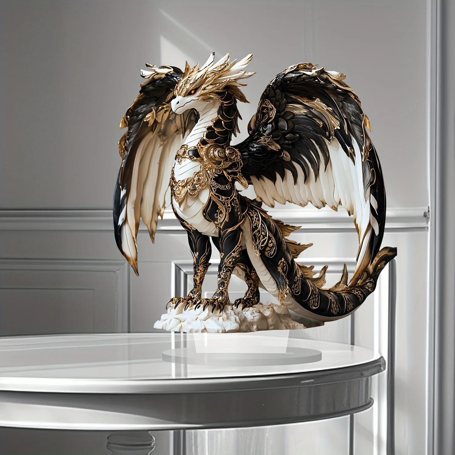 2D Fire Breathing Dragon Figurine Creative Fantasy Decor Miniature Acrylic Dragon Ornament High Quality Tabletop Decoration