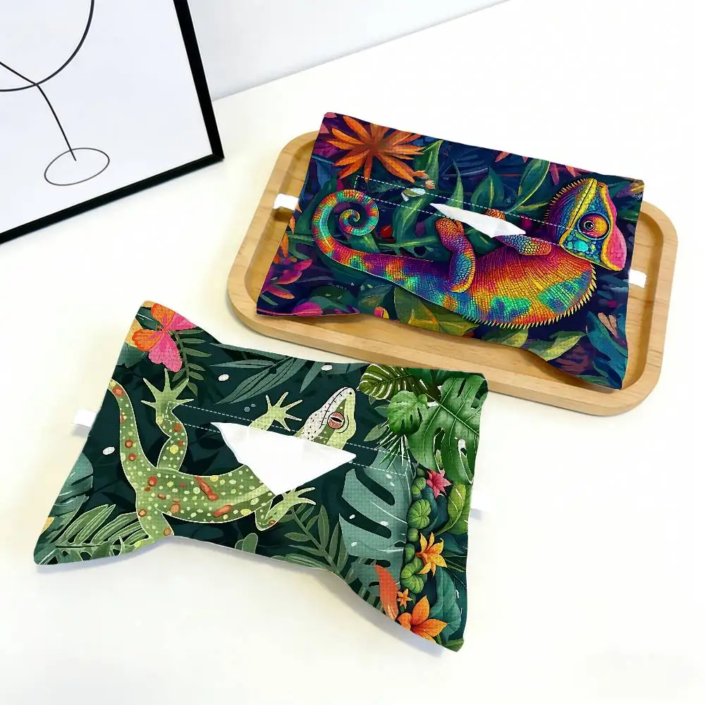 Jungle Lizard Car Tissue Holder Linen Napkin Box Hanging Organizer Auto Interior Accessories For Universal Vehicles