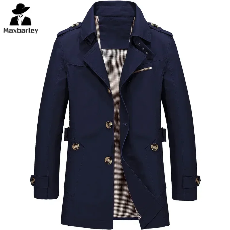 Abrigo de calle de moda para hombre, Chaqueta larga de negocios, rompevientos informal de algodón puro, Primavera, Otoño e Invierno