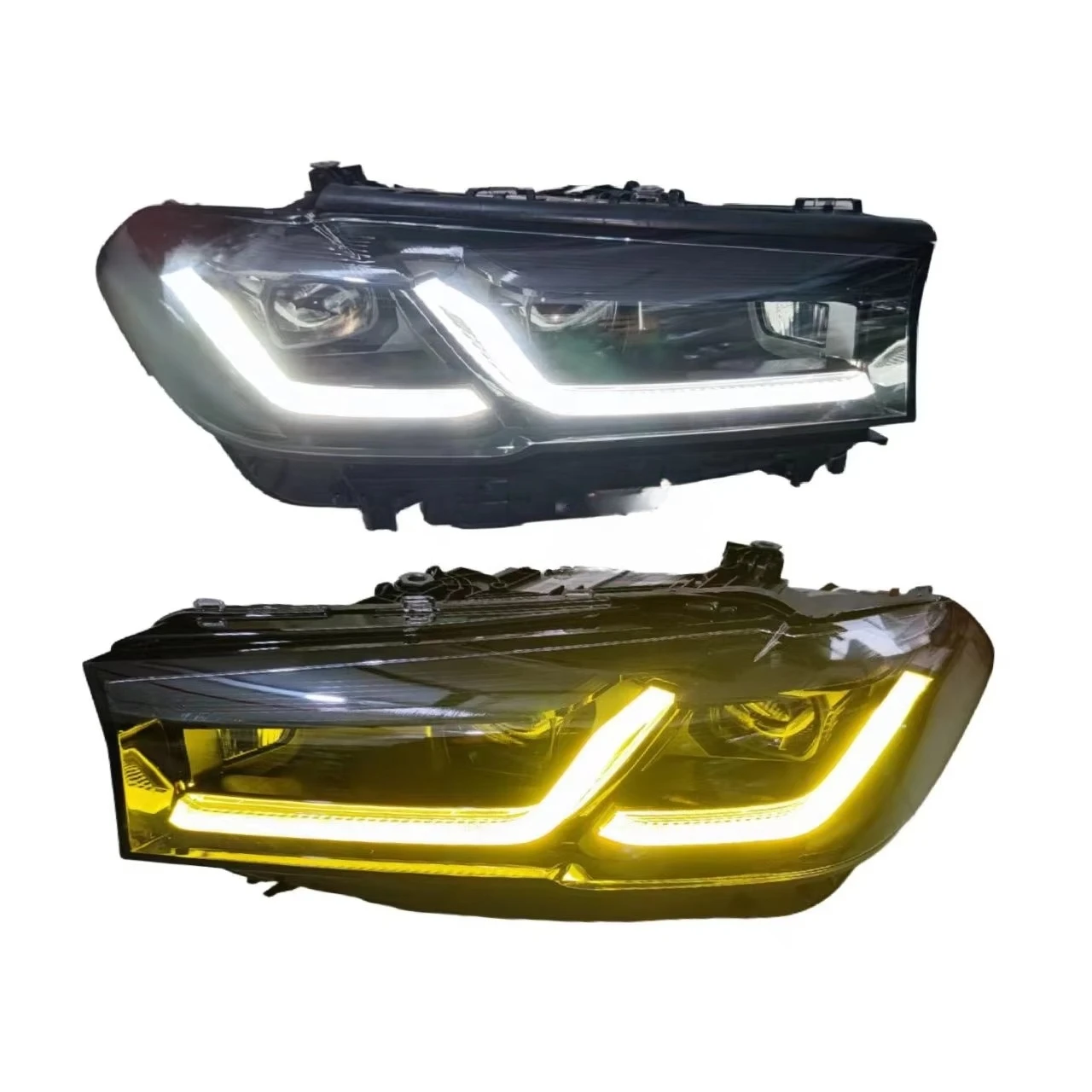 

For 5 Series G30 Auto Parts, Front Bumper Light Emitting Diode Headlights, Black Version, White and Yellow Lights