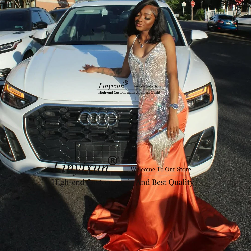 여성을위한 섹시한 빛나는 다이아몬드 댄스 파티 드레스 환상 인어 저녁 파티 가운 맞춤형 코트 기차 vestidos de gala