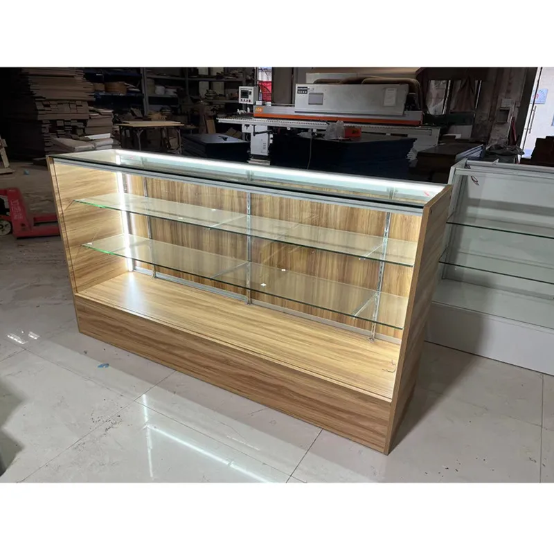 

Custom, tobacco store display counters commercial glass display retail smoke shop display showcase with LED lights