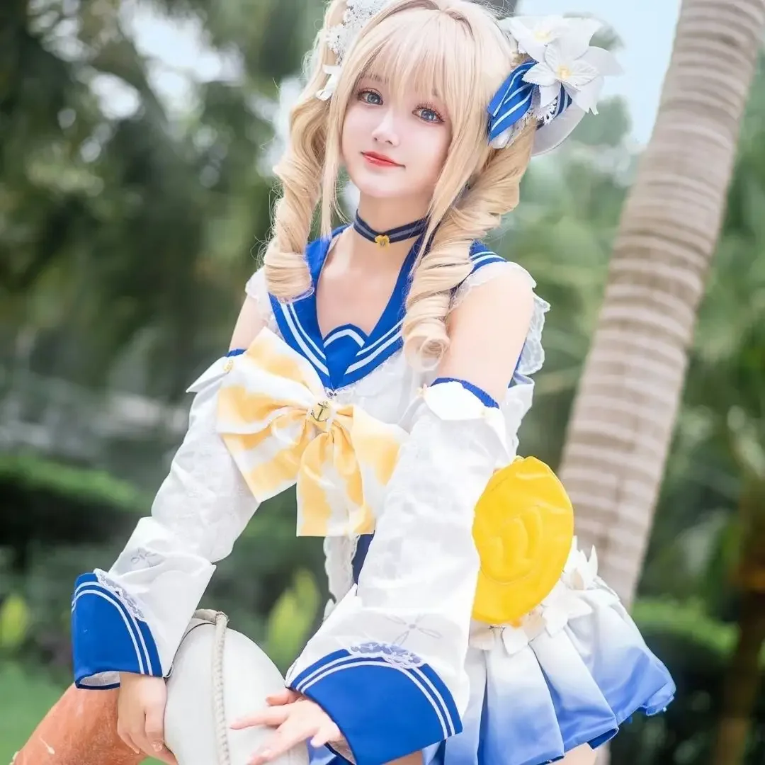 Cosplay jogo genshin impacto traje barbara maiô de uma peça peruca para as mulheres verão bonito menina terno halloween carnaval festa
