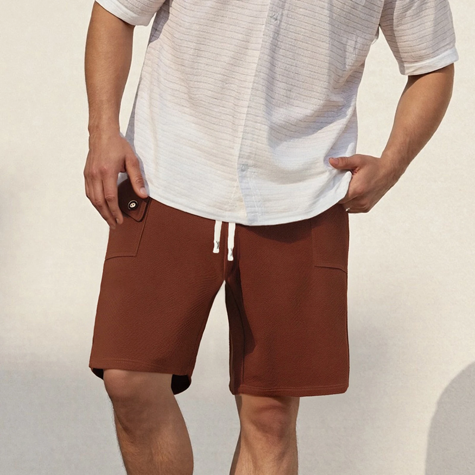 

Men Summer Loose Casual Shorts, Fashion Solid Color Cargo Pants, Active Sports Shorts with Pockets