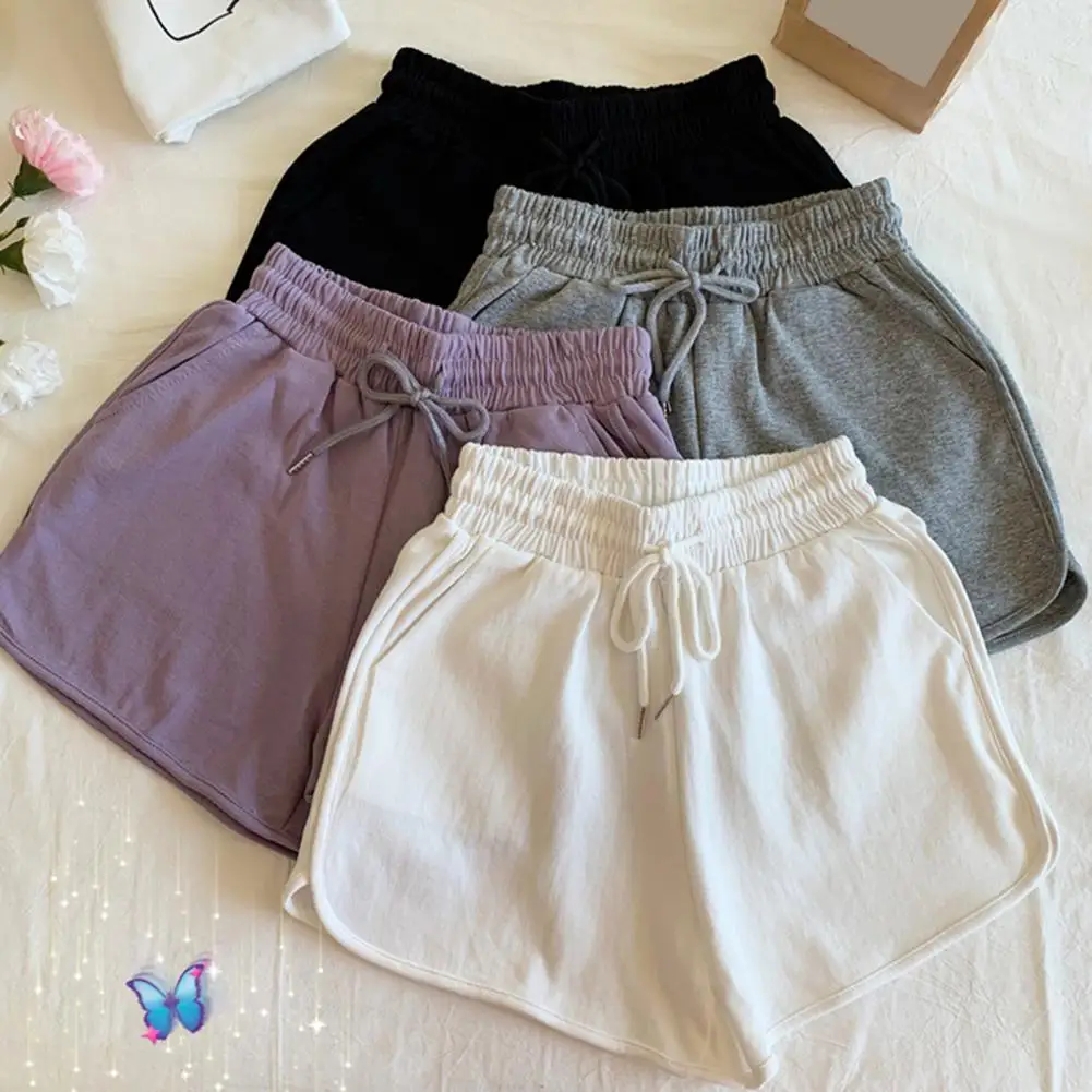 Women's Sports Shorts High Waist Wide-Leg Hot Pants With Pockets Casual Women Shorts Loose Sporty Gym Yoga Shorts For Women