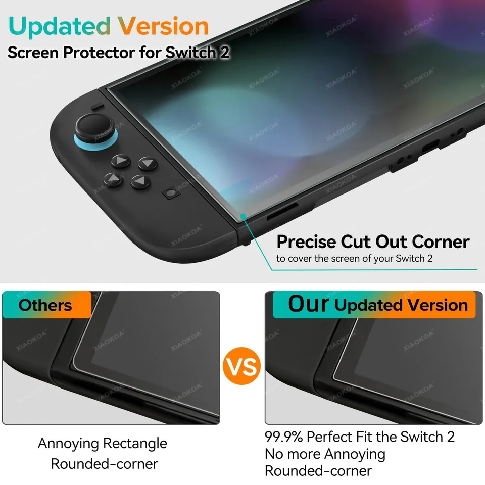 NS2 Protector de Pantalla de Cristal Templado HD para Switch 2, Transparente HD Antirrayas 3