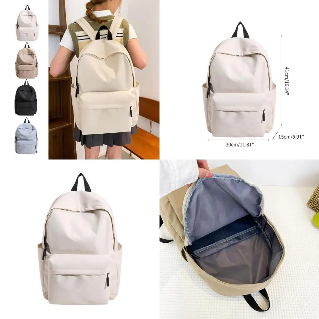 

D46D Solid School Backpack Laptop Backpacks Nylon School Bag Bookbag Casual Rucksack for Girls Boys Youth
