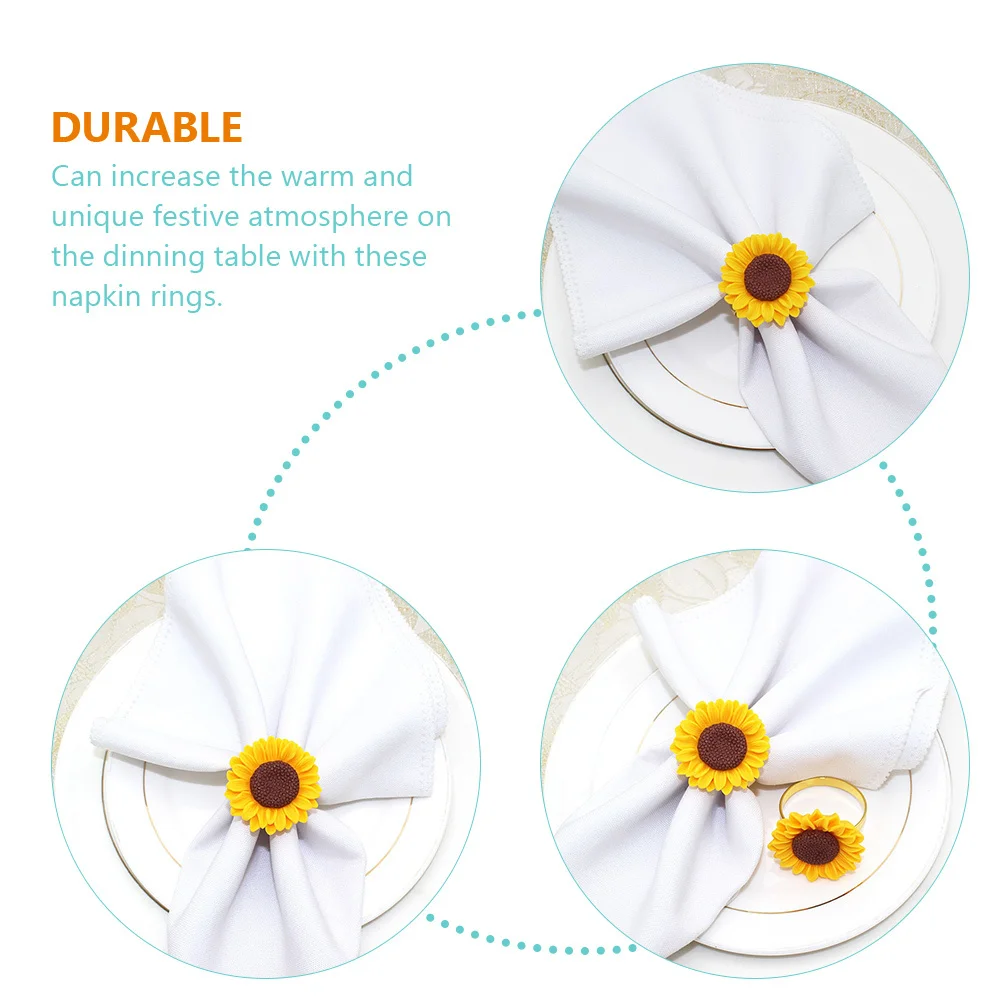 

4 Pcs Napkin Buckle Fall Rings Sunflower Napkins Wedding Decor Decorative Holder Serviette