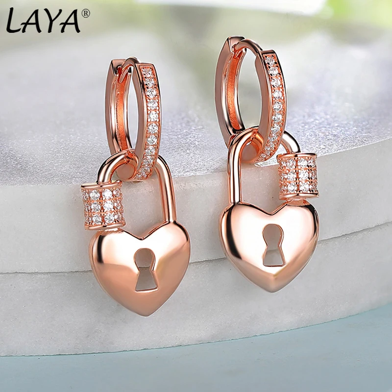 

LAYA 925 Sterling Silver Love Heart Shape Simple Fashion Shining Zircon Huggie Earrings For Women Luxury Fine Jewelry 2025 Trend