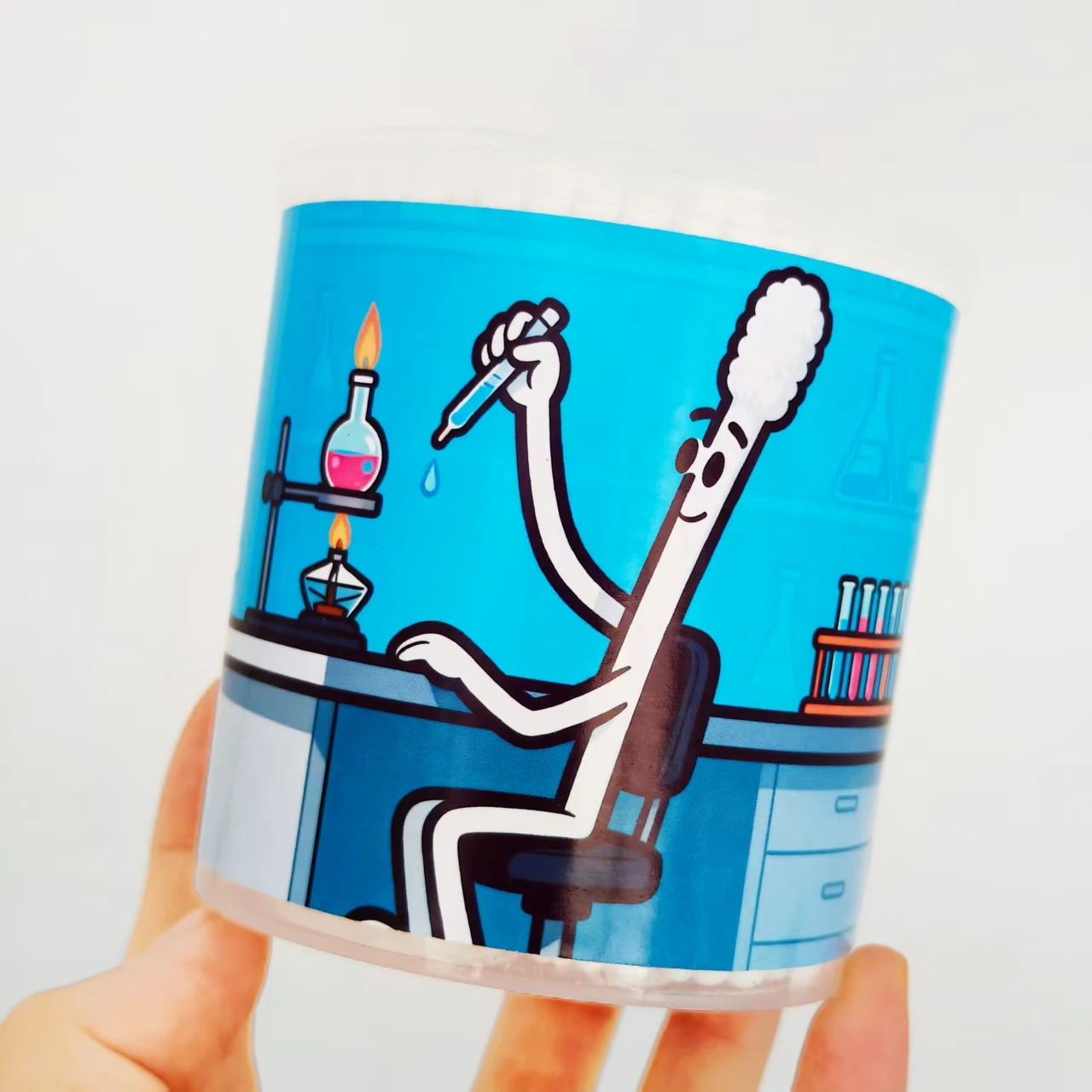 200 قطعة/400 قطعة تصميم موضوع المختبر أعواد قطنية صندوق أسطواني هدية كرة قطنية