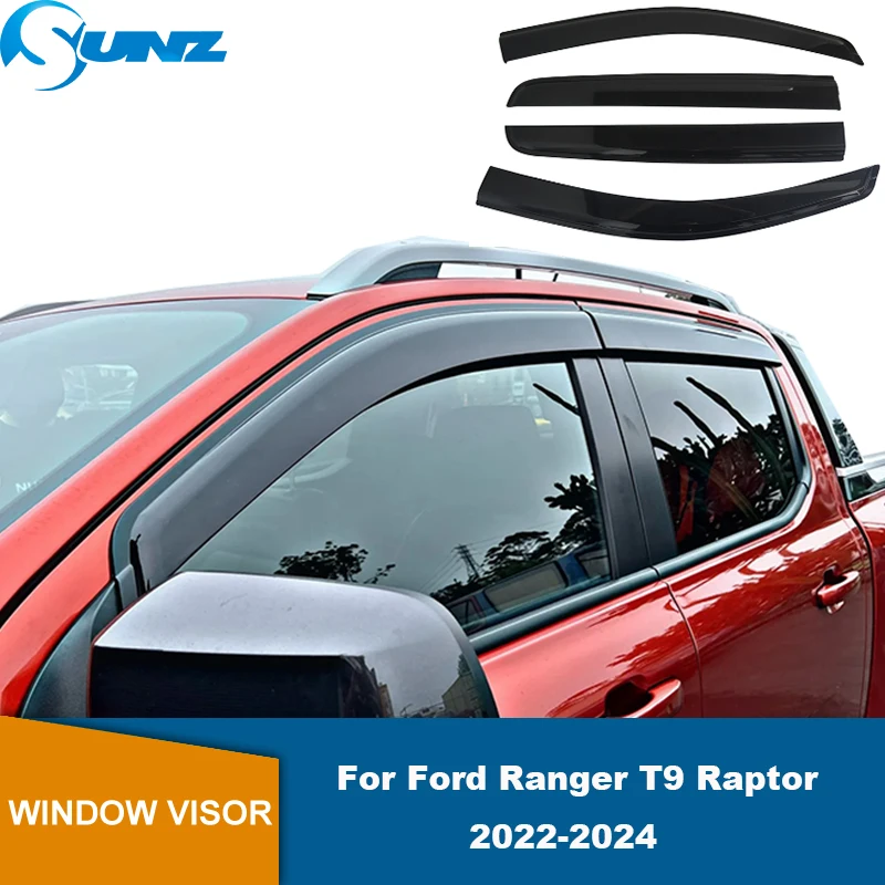 

Car Window Visor For Ford Ranger T9 Raptor Wildtrak Sport XLT XLS XL 2022 2023 2024 Side Window Deflector Rain Weathershields