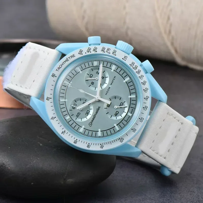 2025 Newest High Quality Wantch Men's and Women's Moon Mercury Quartz Chronograph Watch Celestial Galaxy Dial 6-Hand Hot Sale