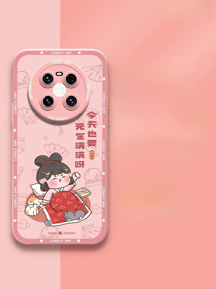 

Ultra-Thin Full-Coverage Liquid Silicone Phone Case for Mate40 pro Women's Style Compatible with Mate60 pro And Mate30