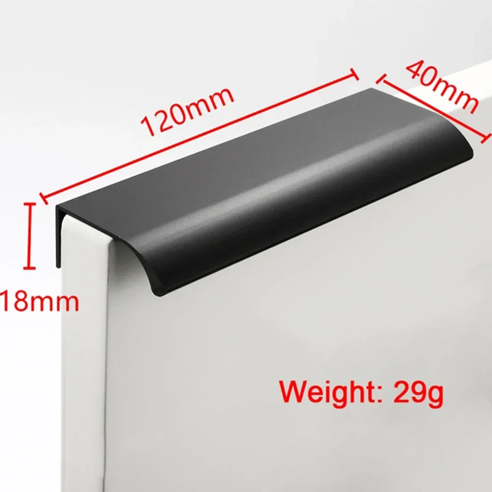 Black Kitchen Cabinet Door Handles 80mm 120mm 150mm 200mm 300mm 400mm Cupboard Drawer Concealed Finger Edge Pull Home Hardware