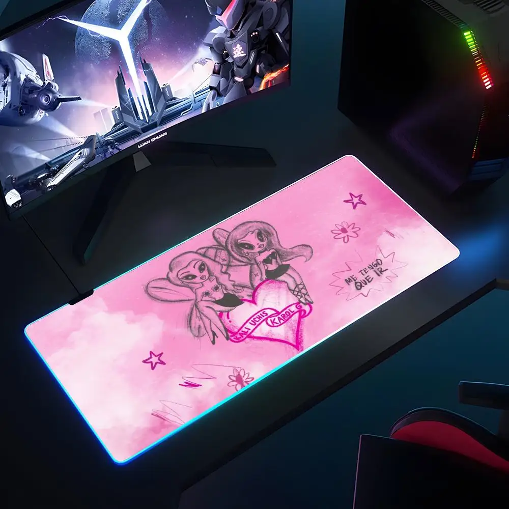 Karol G Muismat Rgb Lichtgevende 700X400Mm Grote Tafel Pad Gecodeerd Anti Slip Super Grote Muismat