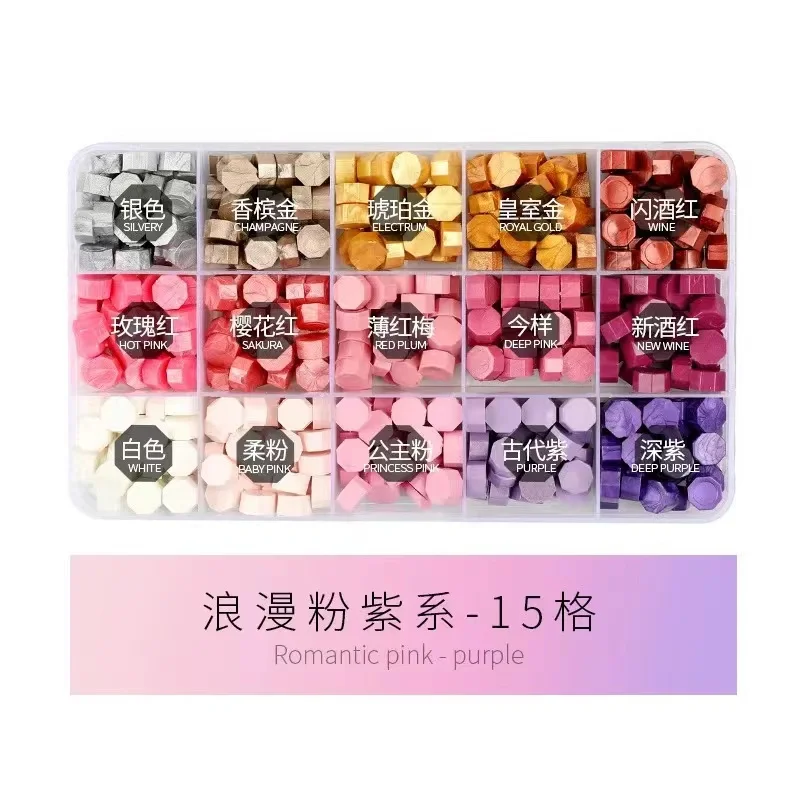 15tiles 380ps per Box Wax Stamps for Sealing Beads Scrapbook Decoration DIY Craft Stamp Decoration Invitation Card Wax Particles