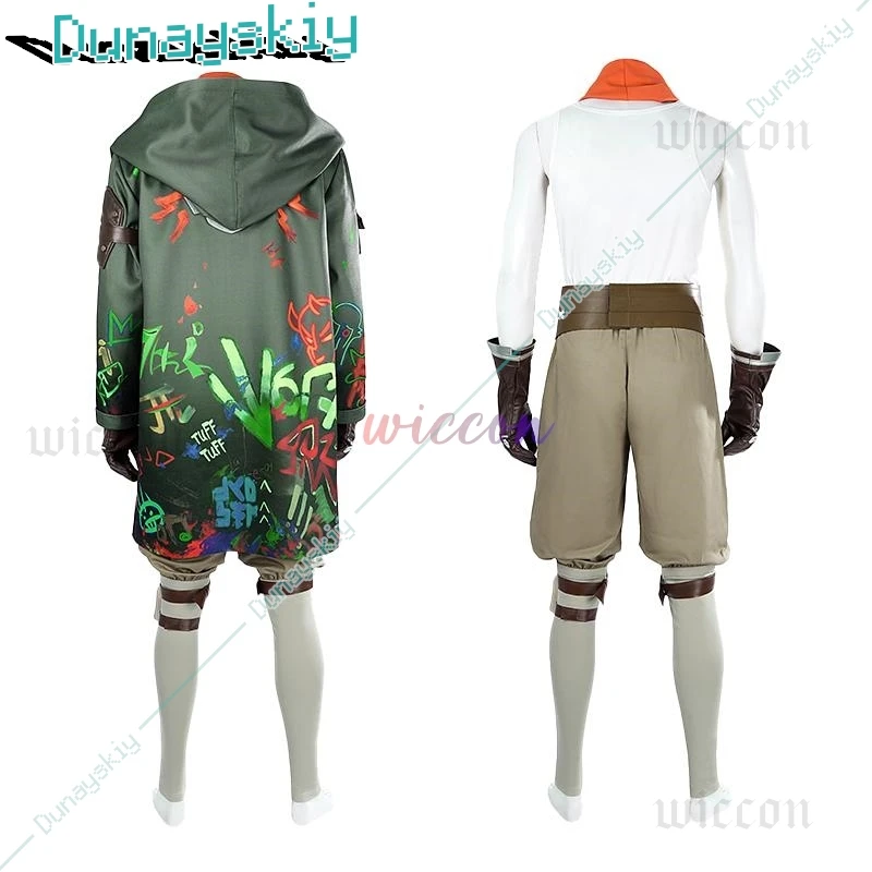 Ekko-Costume de Cosplay en Porcelaine de Chine, Arcane LOL, Saison 2, Masque, Belle Veste, GlaCoat, Gants, Uniforme, Ensemble de ixd'Halloween