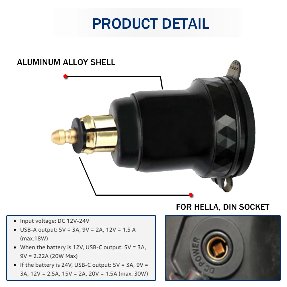 Adaptador de corriente de enchufe USB Dual, pantalla LED, carga rápida 3,0, para BMW R1300GS, R1200, RT, GS, R1250, F850GS, C400GT, K1600B