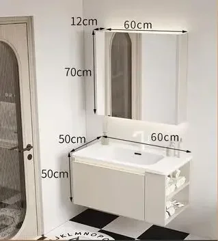 z Solid Wood Bathroom Cabinets Modern Smart Mirror Cabinet Integrated Bwashbasin Bathroom Vanity Cabinet with Sink Home Furnitu