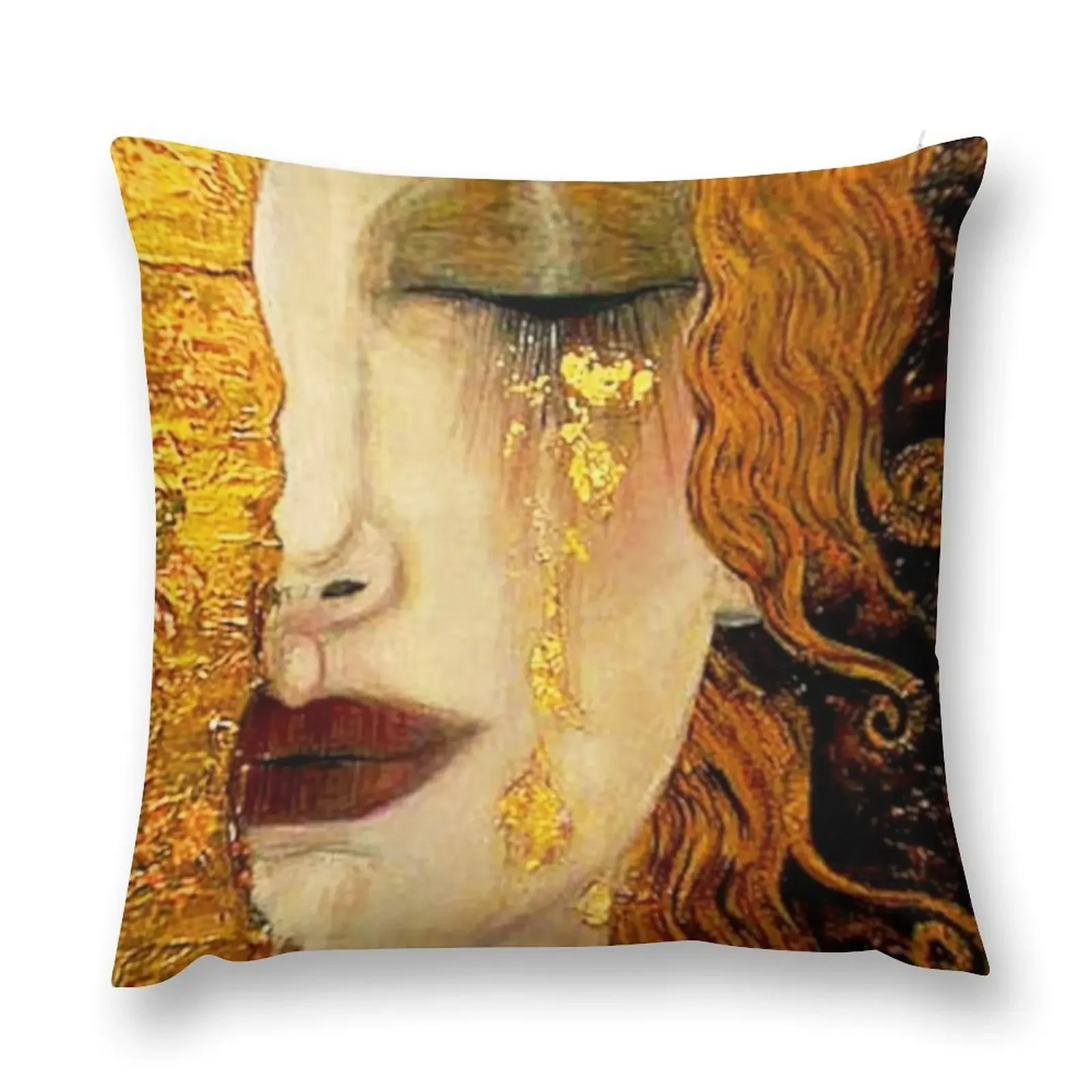 Gustav Klimt Freya's Tears w/Signature| Women's Grief Art Nouveau Throw Pillow New year Anime pillow