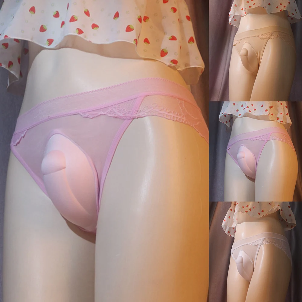 남성 섹시 시시 파우치 팬티, 가프 모양 브리프, 크로스 드레스, 에로틱 속옷, 트랜스젠더 언더팬츠, 로우 라이즈, 쉬어 란제리