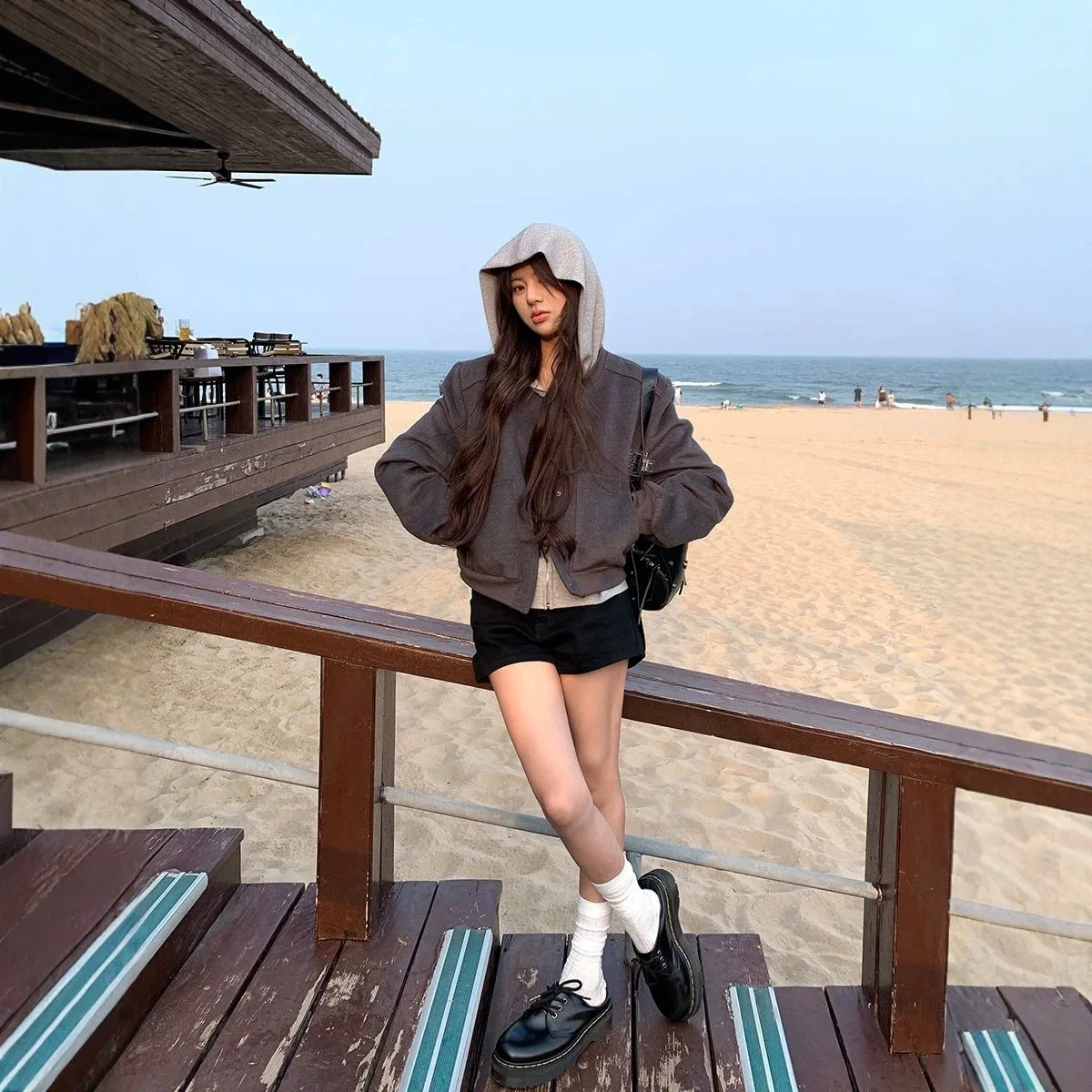 Short American style baseball jacket, women's autumn 2026 new item, early autumn Korean style outfit, shoulder top