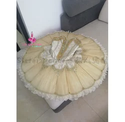 High-end professional ballet adult children golden court dress Sleeping Beauty costume plate skirt competition performance custo