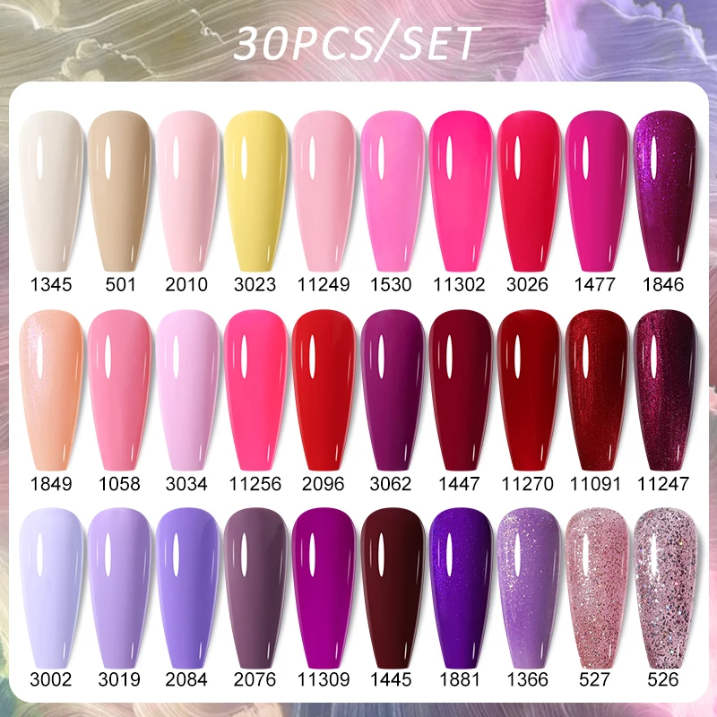 

﻿ Arte Clavo 30Pcs Set Gel Nail Polish Multiple Colors Kit Semi Permanent UV Hybrid Soak Off LED Varnish Nail Art Kits 15ml