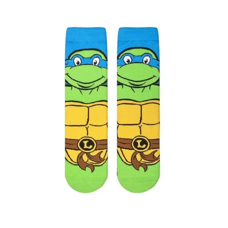 Calcetines largos de algodón puro con figuras de dibujos animados de Tortugas Ninja Mutantes adolescentes, Anime, tendencia de moda para hombres