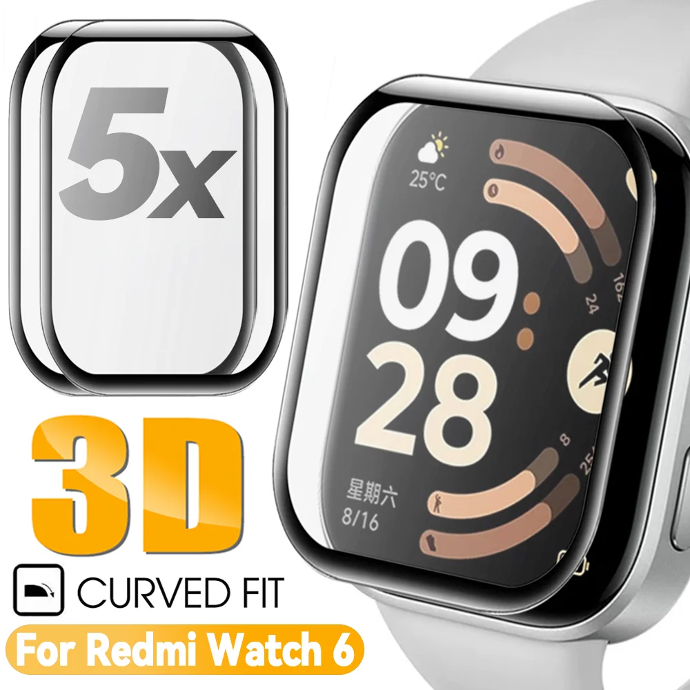

5-1pcs for Redmi Watch 6 PMMA Composite Film Full Coverage Screen Protectors Anti-scratch Film Soft Protective Cover Not Glass