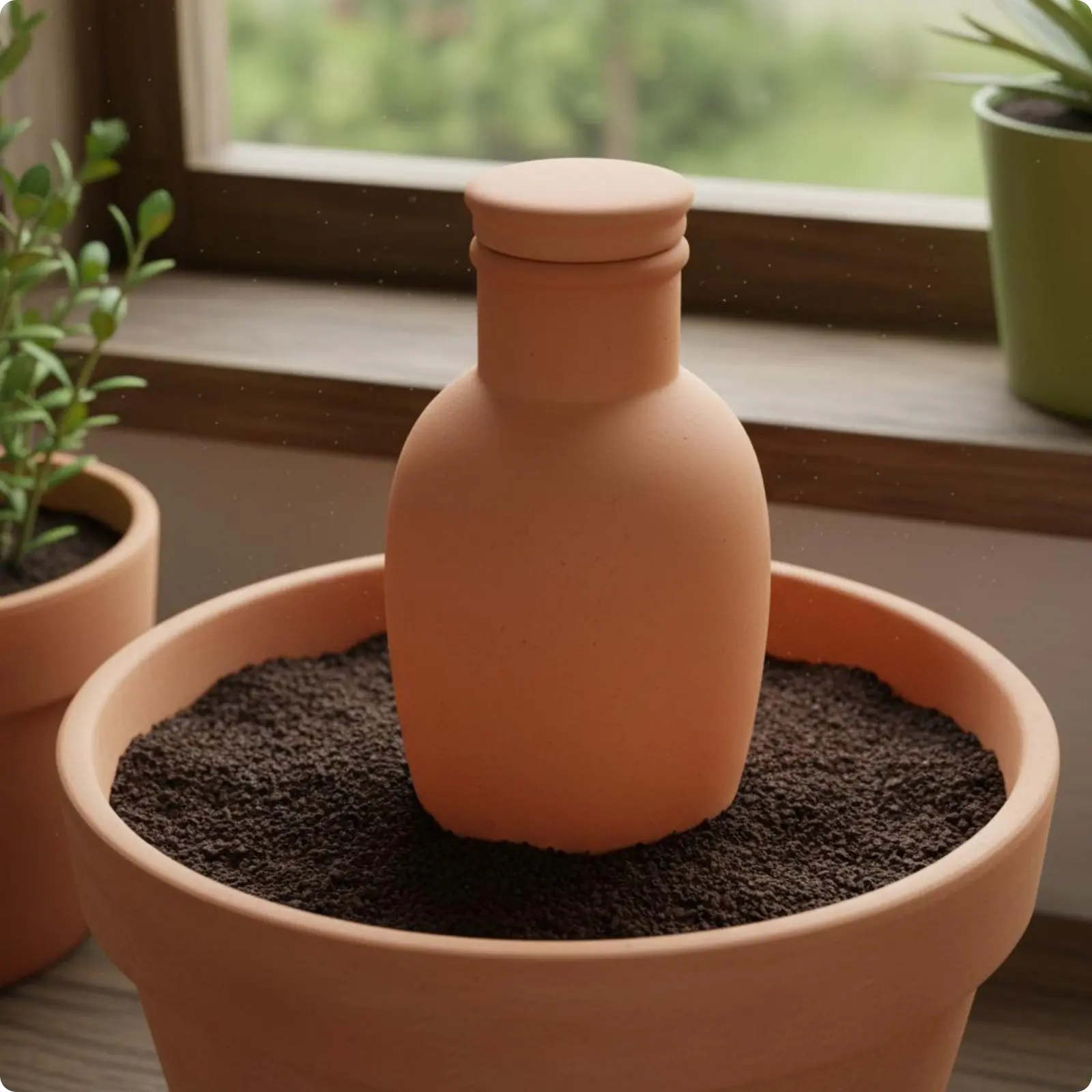 1pc erracotta Watering Cone Eco Friendly Automatic Plant Waterer Slow Release Terracotta Self Watering Bottle