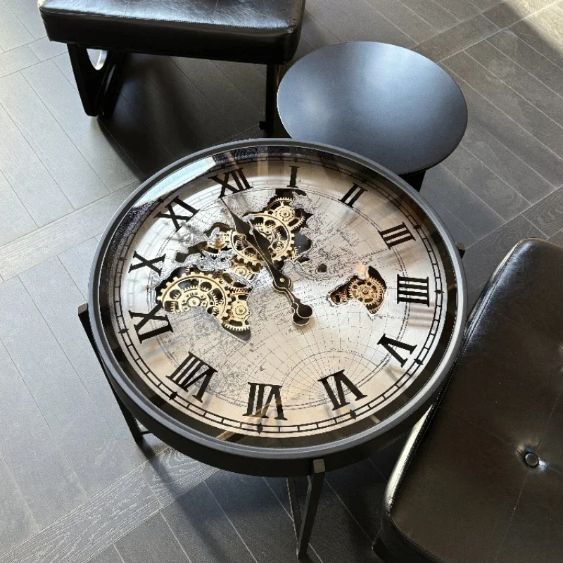 

Retro high-end sense light luxury design sense American clock gear living room sofa side few small coffee table small apartment