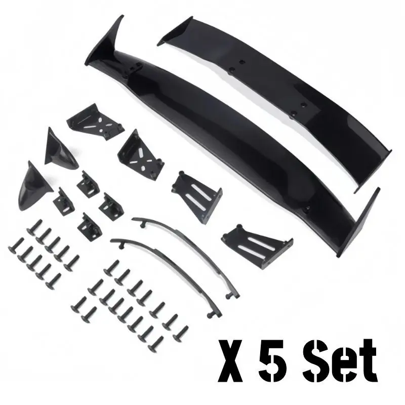 5 Set 1/10 RC Tail Wing 2 Spoiler Designs Simulated Wiper Side Mirrors For RC Drift Touring 1/10 On-road HSP Yokomo Mst