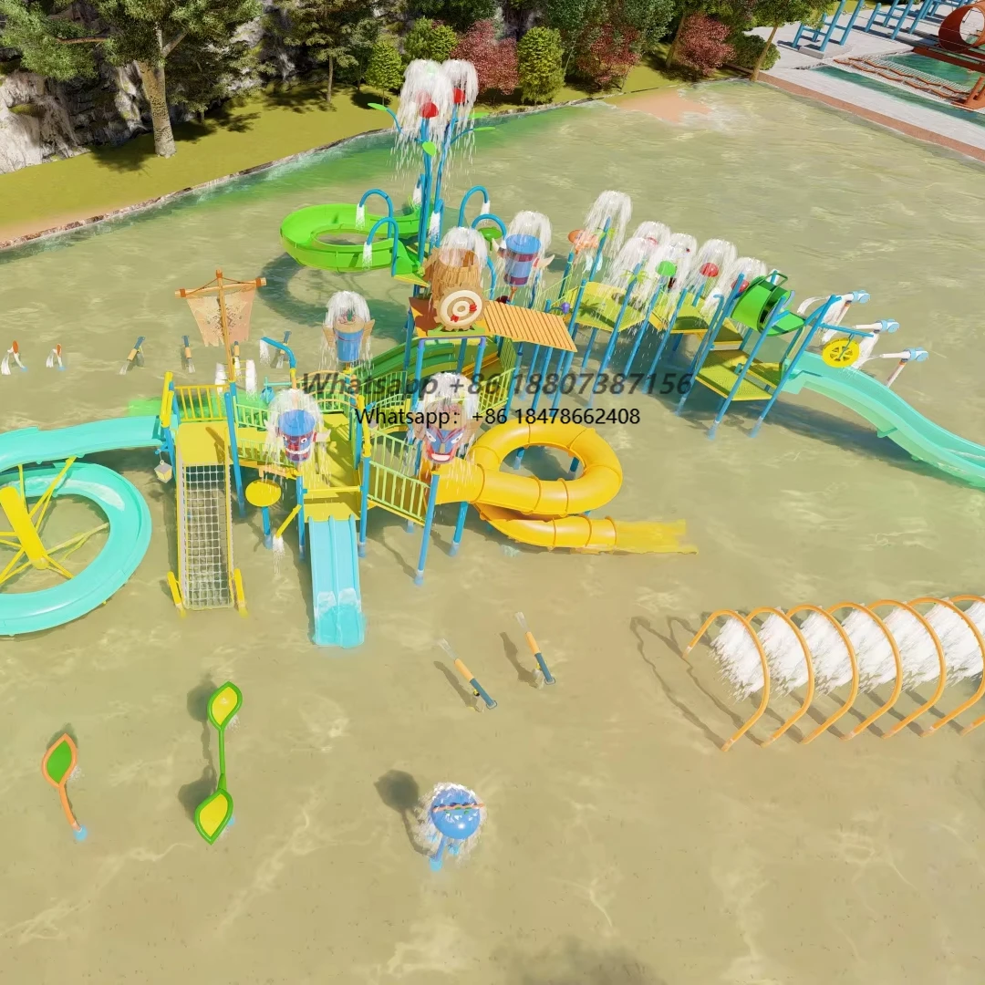 Large Outdoor Playground Equipment Water Play Equipment Fiberglass Swimming Pool and Plastic Water Slide for Kids and Adults