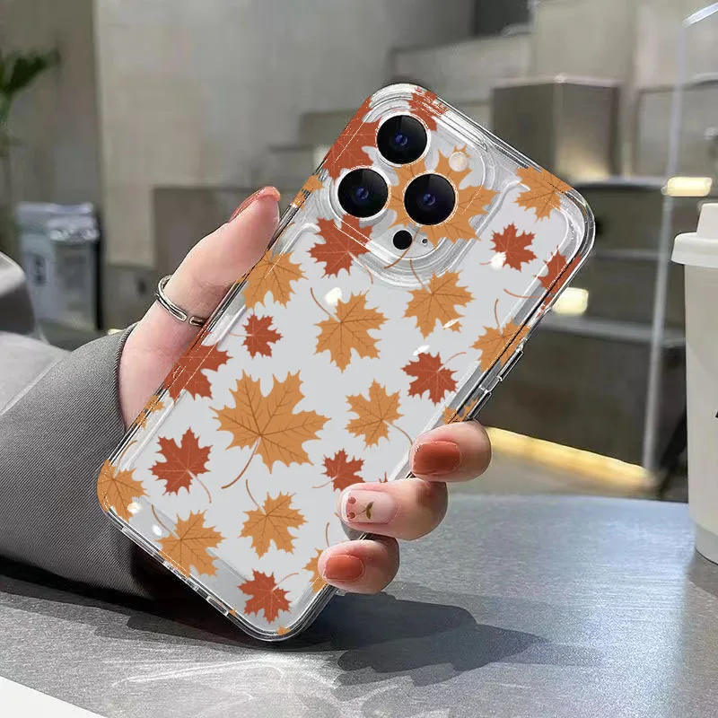 ฤดูใบไม้ร่วงใบเมเปิ้ลพิมพ์เคสโทรศัพท์สำหรับซัมซุงกาแล็คซี่ S25 S24 อัลตร้า S23 FE S22 พลัส A16 A36 A56 A55 A54 A53 A35 A34 ฝาครอบ