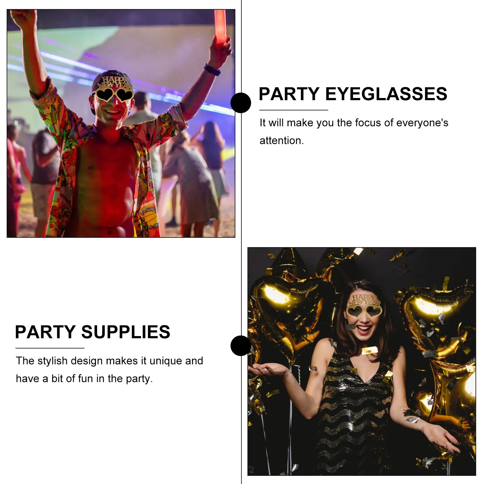 

Набор из 3 праздничных очков для новогодней вечеринки, аксессуар для фотозоны, прочный, забавный дизайн, для создания атмосферы