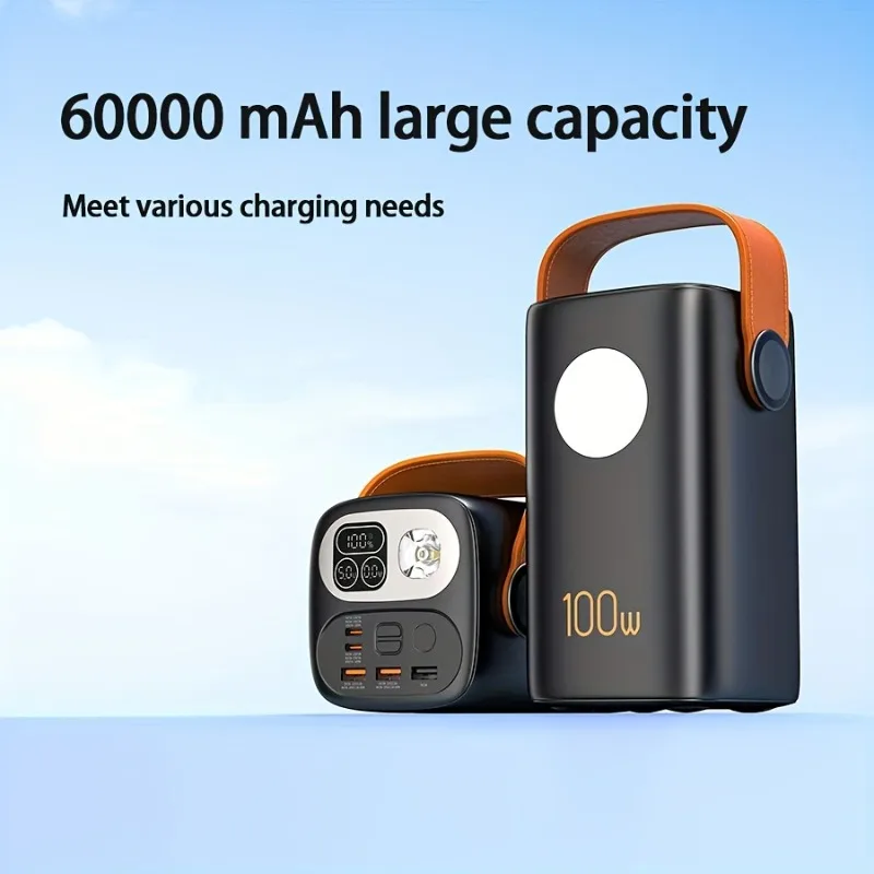 باور بانك شاحن محمول عالي السعة 60000 مللي أمبير في الساعة، حزمة بطارية PD 100 وات، 7 مخرجات و3 مدخلات، آيفون، أندرويد، للتخييم #2