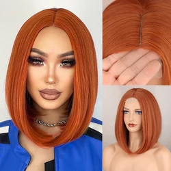 WERD Synthetic Short Golden Straight Bob Wigs Natural  Hair for Women Daily Cosplay Heat Resistant Fiber Wigs